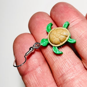 Baby Sea Turtle Earrings - Cute Turtle Earrings - Ocean Animal Charms