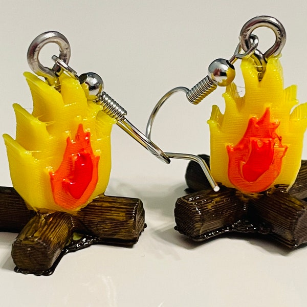 Boucles d'oreilles de feu de camp Bijoux pour éclaireuses Bague de feu de camp Charme de camping pour les filles