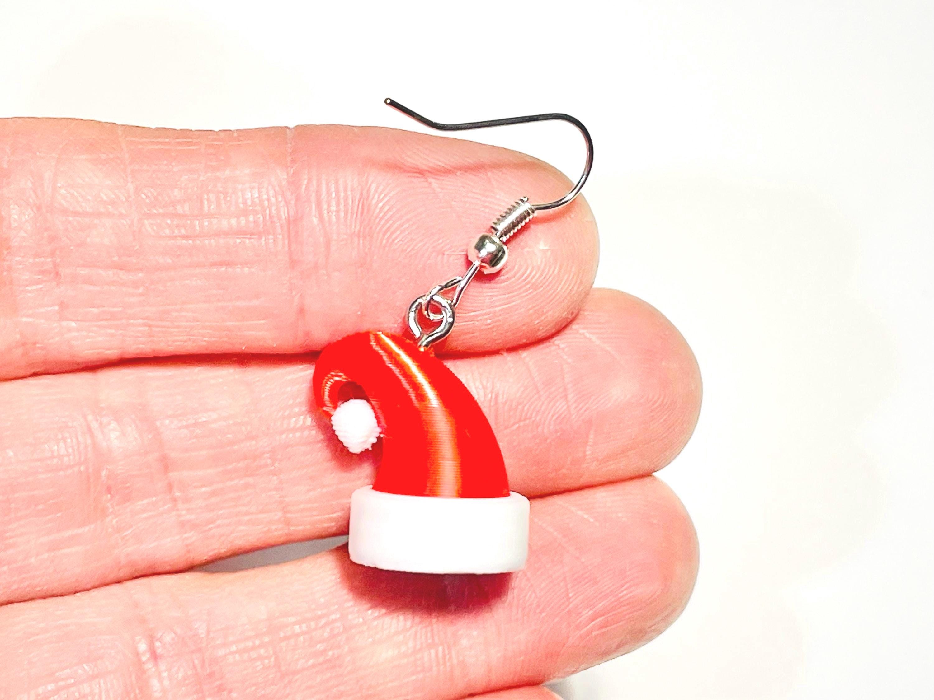 Boucles D'oreilles De Noël Bonnet De Père Noël Et Perles Rouges Et Blanches - Bijou Pour Noël - France