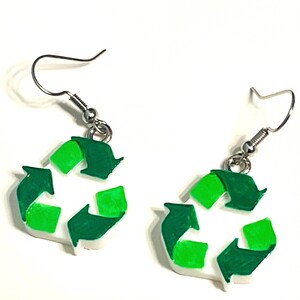 Recycle Symbol Earrings | Eco Friendly Jewelry | Go Green Accessories | Environmental Gift | Sustainability Earrings | 3D Printed Earrings image 2