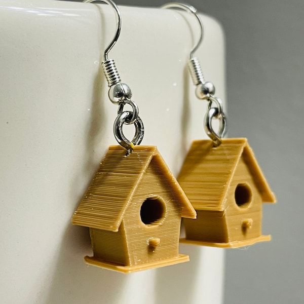 Bird House Earrings | Little House Jewelry | Bird Nest Earrings | Earrings Dangle
