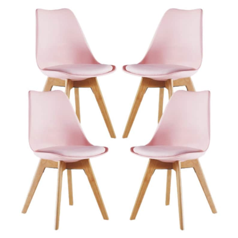 Set mit 4 Lorenzo-Esszimmerstühlen mit stilvollem Kunstledersitz und Massivholzbeinen perfekt für Esszimmer und Wohnzimmer Pink