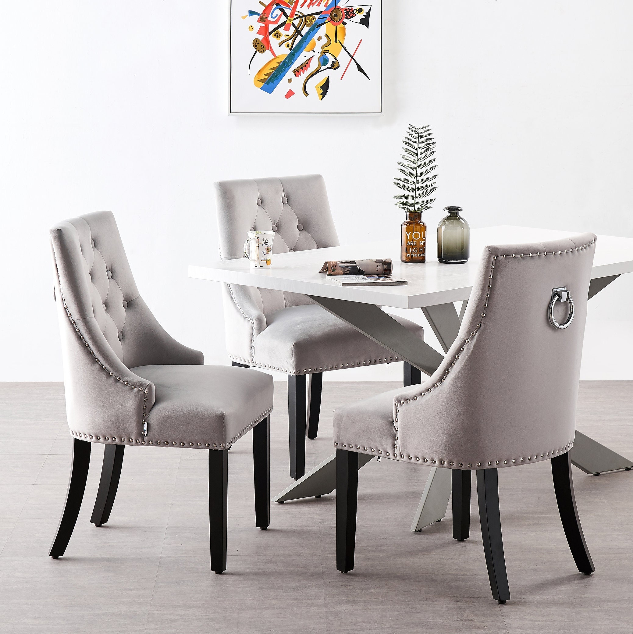 Dining room chairs with knocker on back hot sale