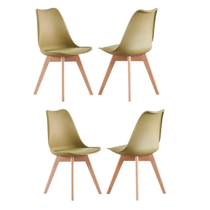 Set mit 4 Lorenzo-Esszimmerstühlen mit stilvollem Kunstledersitz und Massivholzbeinen perfekt für Esszimmer und Wohnzimmer Lime Green