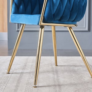 Velvet Upholstered Knotted Luxury Cushioned Dining Restaurant Parlour Dressing Chair with Gold Metal Detailing UK Free Next Day Delivery image 8