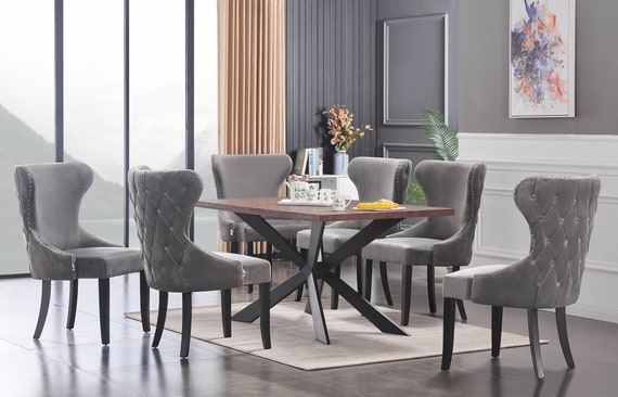 Dining Table 6 Velvet Chairs Combo Set Modern Uk Dining Table 6 Velvet Chairs Combo, Modern Dining Table And Chairs Set Uk
