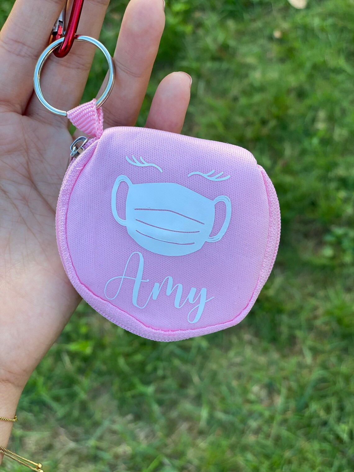 Custom Face Mask Holder Pouch Keychain Personalized Etsy
