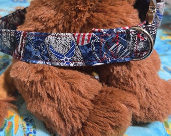 Collar para perro de la USAF hecho a mano: diseño ajustable y duradero de la Fuerza Aérea.