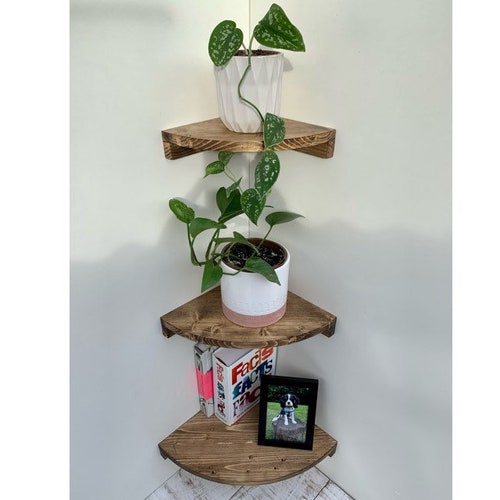 Rustic Wooden Corner Shelf Etsy UK