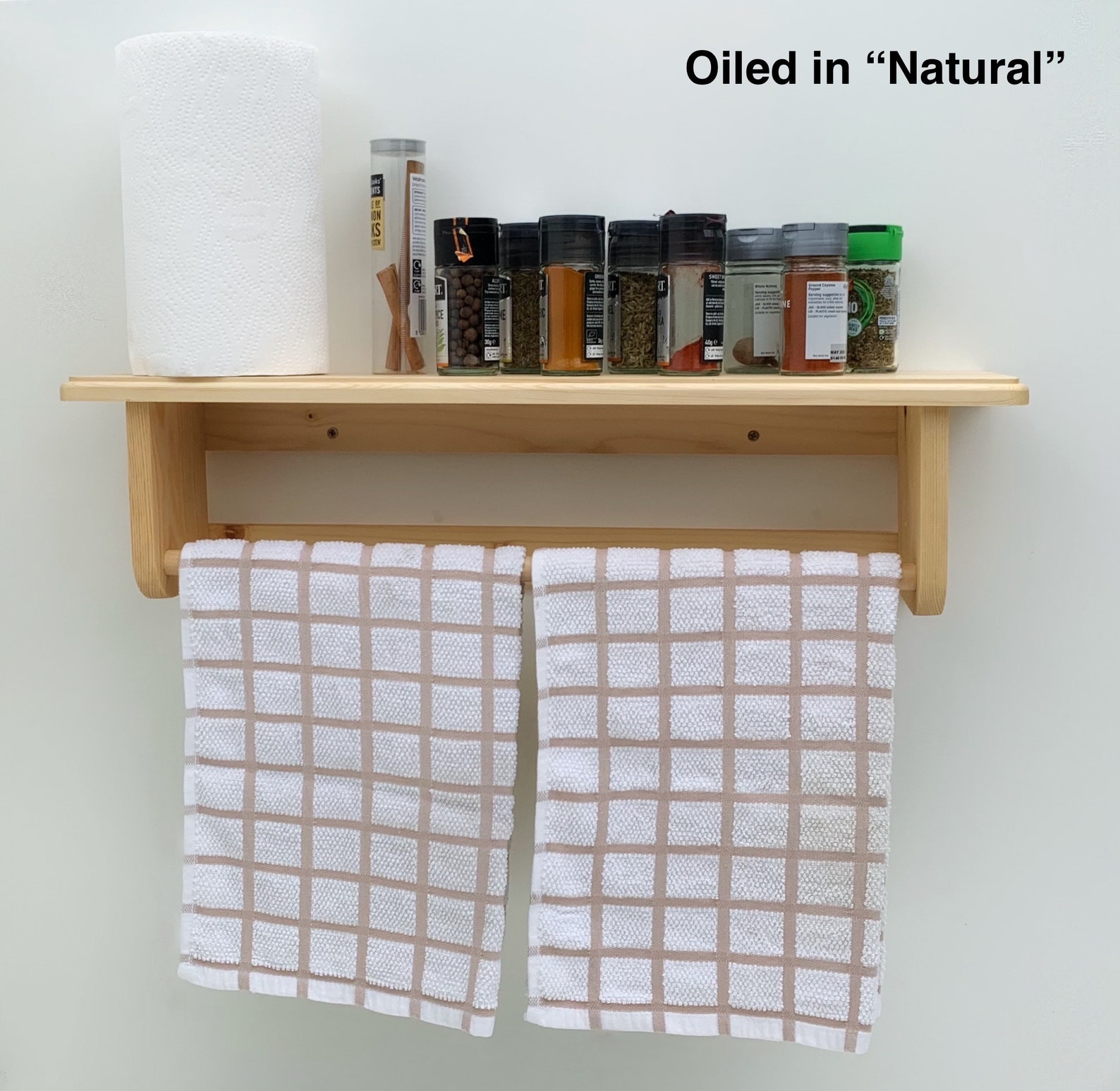 Wooden Tea Towel Rail Rack With Shelf Kitchen Shelf Etsy UK