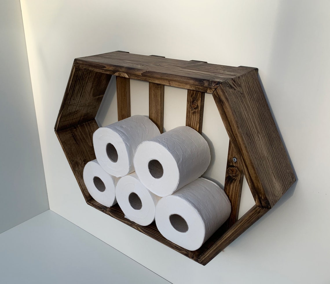 Toilet Rolls Wooden Organiser Shelf Handmade Loo Roll Etsy