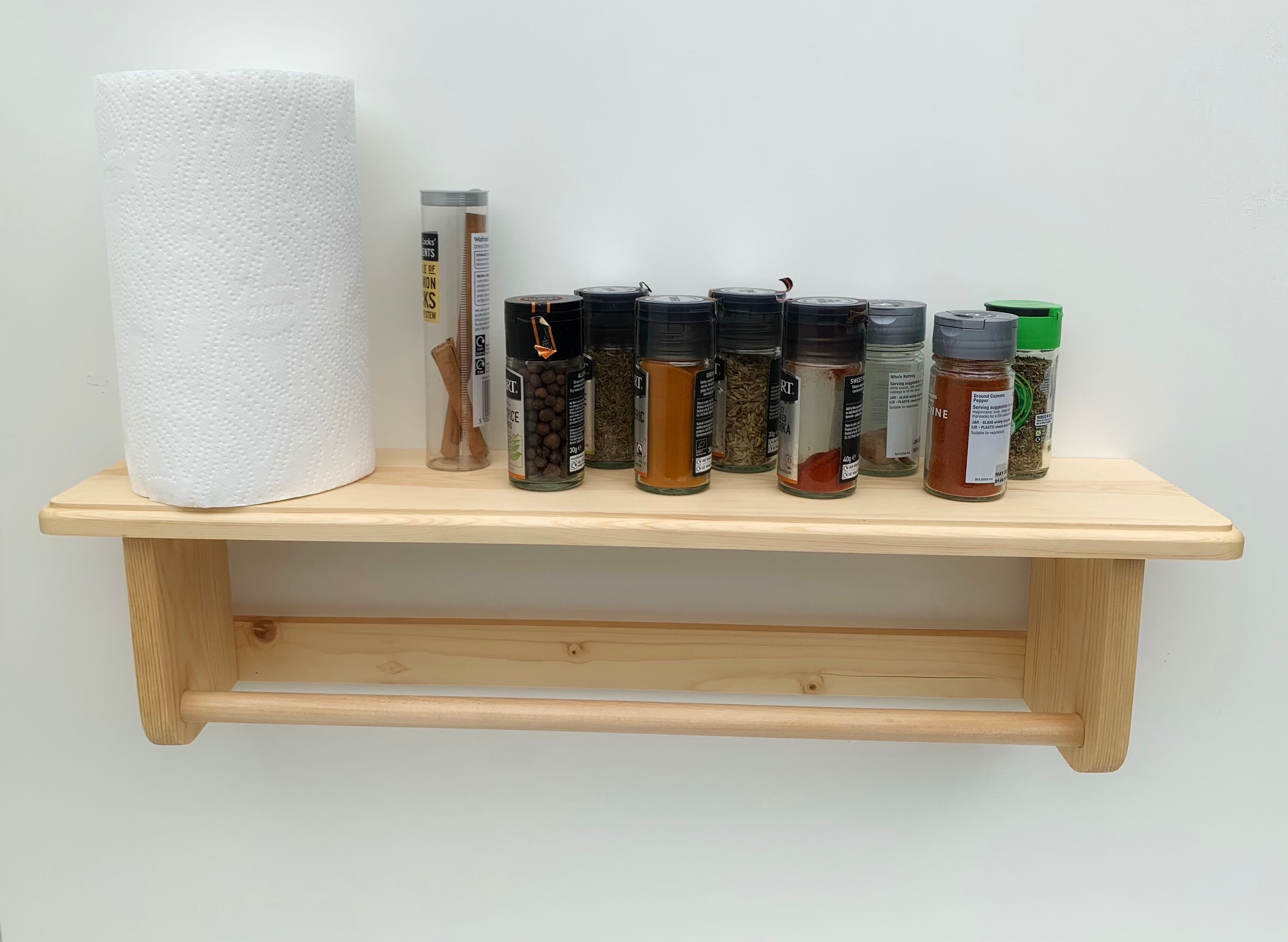 Wooden Tea Towel Rail Rack With Shelf Kitchen Shelf Etsy UK