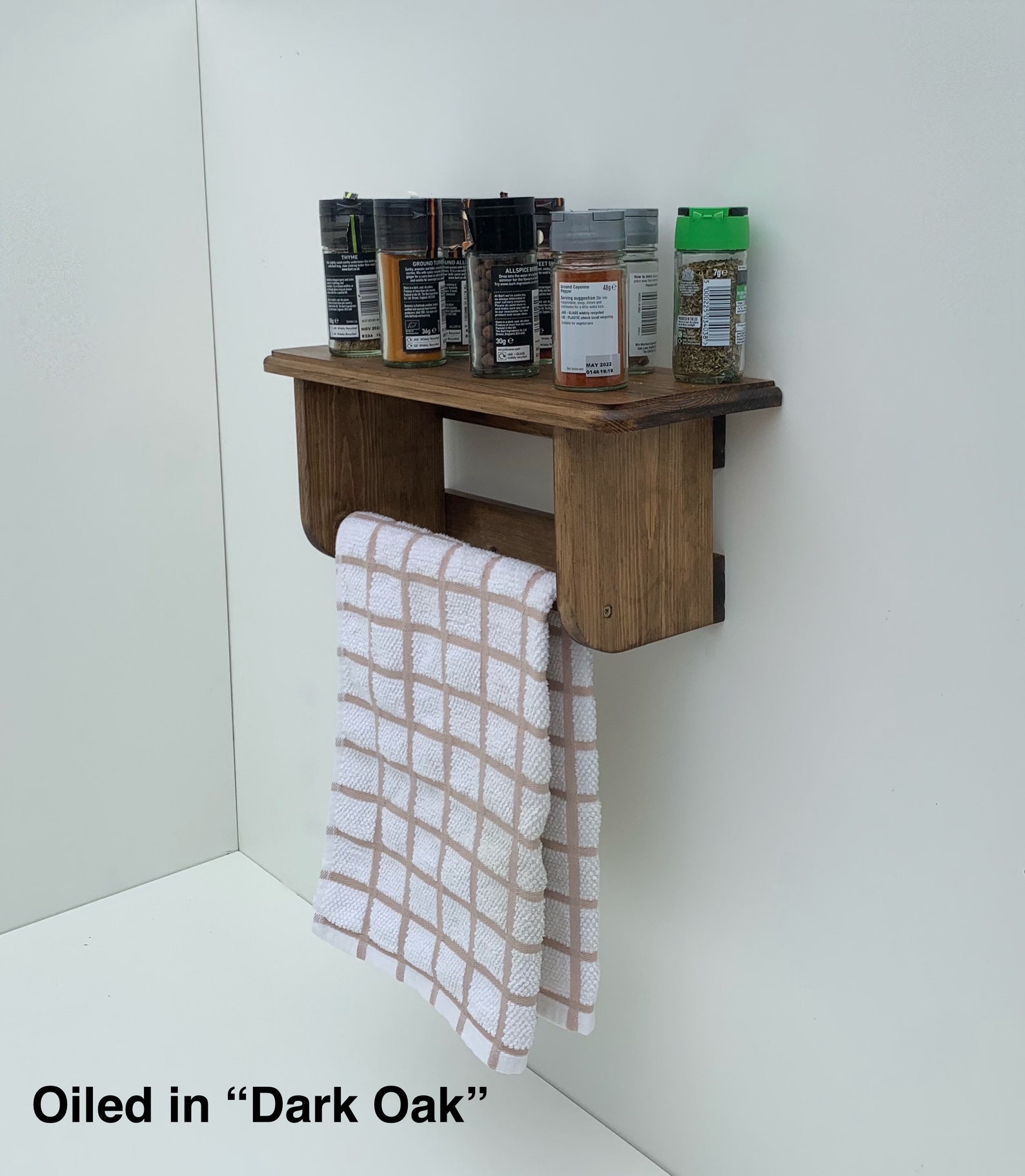 Wooden Tea Towel Rail Rack With Shelf Kitchen Shelf Etsy UK