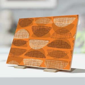 Mid Century Orange & White Abstract Wedges 6x8 Ceramic Tile. Great as Home Décor, Wall Art, Serving Trivet, or Hot Plate for your Kitchen.