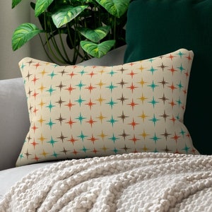 Colorful Atomic Stars 20x14 Lumbar Throw Pillow | 2-Sided, Mid Century Modern, Modernist, Decorative, Vintage Home, Mid Century, 1950s