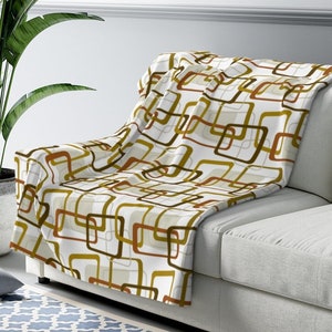 Premium Retro 1950s Geometric Sherpa Fleece Blanket | Mid Century Modern, mcm Blanket, Modernist, Mid Century Modern Décor, 50s, Tiki