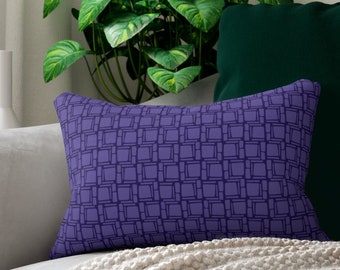 Purple Bamboo Tiki Geometric Lumbar 14x20 Throw Pillow | Plum, Zipper, Recycled Polyester, Mid Century Modern Decor, Modernist, Decorative