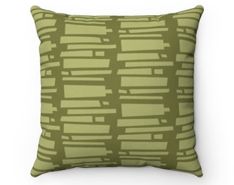 Bamboo Tiki Geometric Square Throw Pillow | Mid Century Modern, Modernist, Decorative Pillow, Vintage Home, Mid Century Décor, MCM