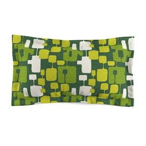 Lime Green and White Abstract Microfiber Retro Pillow Sham | Mid Century Modern, Retro Bedroom Décor and Modern Bedding Designs