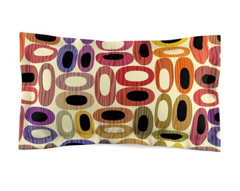 Retro Multicolor Abstract Ovals Microfiber Pillow Sham | Pillow Case for Retro 50s 60s Bedroom Décor and Mid Century Modern Bedding Designs