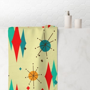 Atomic Starburst Diamond Mid Century Modern Polyester Absorbent Cotton 30x60 Bath Towel for 50s or 60s Retro Atomic Age Bathroom Decor Etsy