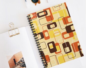 Mod Geometric Squares 6"x8" Spiral Notebook - Ruled Line | Mid Century Modern, Modernist, Mid Century, 1950s, Retro, Abstract