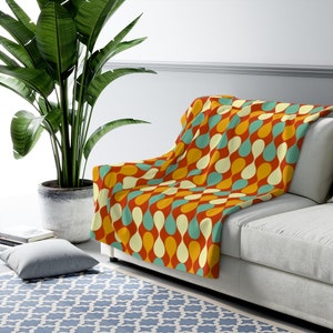 Retro Geometric Ovals Sherpa Fleece Blanket | Mid Century Modern, mcm Blanket, Modernist, Mid Century Modern Décor, Eames