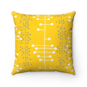 Eames Inspired Mustard Yellow Geometric Square Throw Pillow | Mid Century Modern, Modernist, Decorative Pillow, Vintage Home, Retro, 1950s