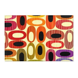 Multicolor Abstract Ovals Retro Area Rug for Living Room Bedroom Kitchen | Mid Century Modern, Housewarming Gift, Apartment Décor, 1960s