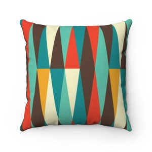 Square Pillow Cover - Geometric Stripes Mid Century Modern | Modernist, Decorative Pillow, Vintage Home, Mid Century Décor, MCM, Mod