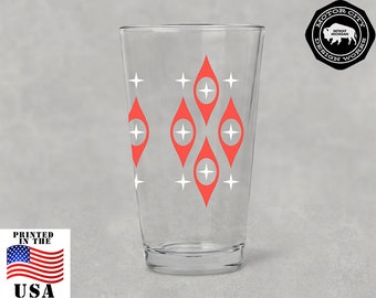 Atomic Stars Mid Century Modern Pint Glass | Mcm, Modernist, Barware Glasses, Vintage Home, Ale, Beer Glasses, Mod, Eames