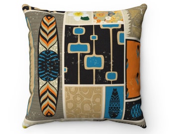 Retro Pillow Cover - 1950s Mid Century Modern Hawaiian Tiki | Square, 2-Sided, Decorative Pillow, Tiki Bar, Tropical Decor, 50s Throw Pillow