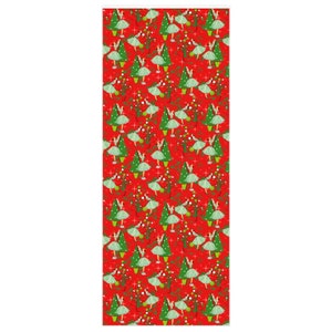 Atomic Holiday Tree Decorating with Starbursts on Red Mid Century Modern Square Christmas Wrapping Paper. 1950s 60s Xmas Decor image 3