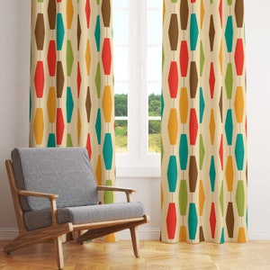 Mid Century Modern Geometric Lamps Design Retro Window Blackout Curtains For Atomic Age Home Decor