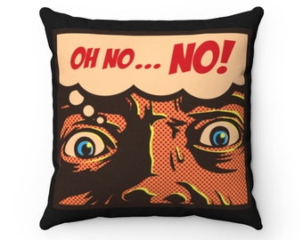 Pillow Cover - Retro Horror Movie Pop Art Theater or Drive-In Poster with Black Background. Great for Halloween Parties and Seasonal Décor.