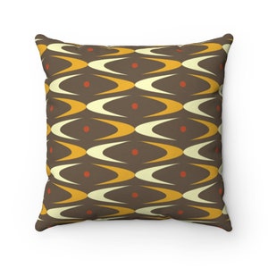 Eames Inspired Abstract Brown Square Throw Pillow | Mid Century Modern, Modernist, Decorative Pillow, Vintage Home, Mid Century, 1950s