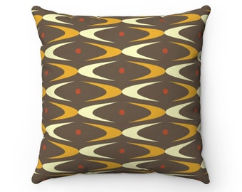 Eames Inspired Abstract Brown Square Throw Pillow | Mid Century Modern, Modernist, Decorative Pillow, Vintage Home, Mid Century, 1950s