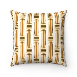 50s Tiki Bamboo Tropical Pattern Square Retro Throw Pillow | Zipper, Insert, Mid Century Modern, Decorative Pillow, Mid Century Décor