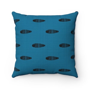 Mid Century Tiki Bar Throw Pillow | Square, 2-Sided, Zipper, Modern, Hawaiian, Decorative Pillow, 1950s, Aloha, Abstract, Tiki Pillow, Fish