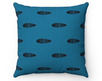 Mid Century Tiki Bar Throw Pillow | Square, 2-Sided, Zipper, Modern, Hawaiian, Decorative Pillow, 1950s, Aloha, Abstract, Tiki Pillow, Fish
