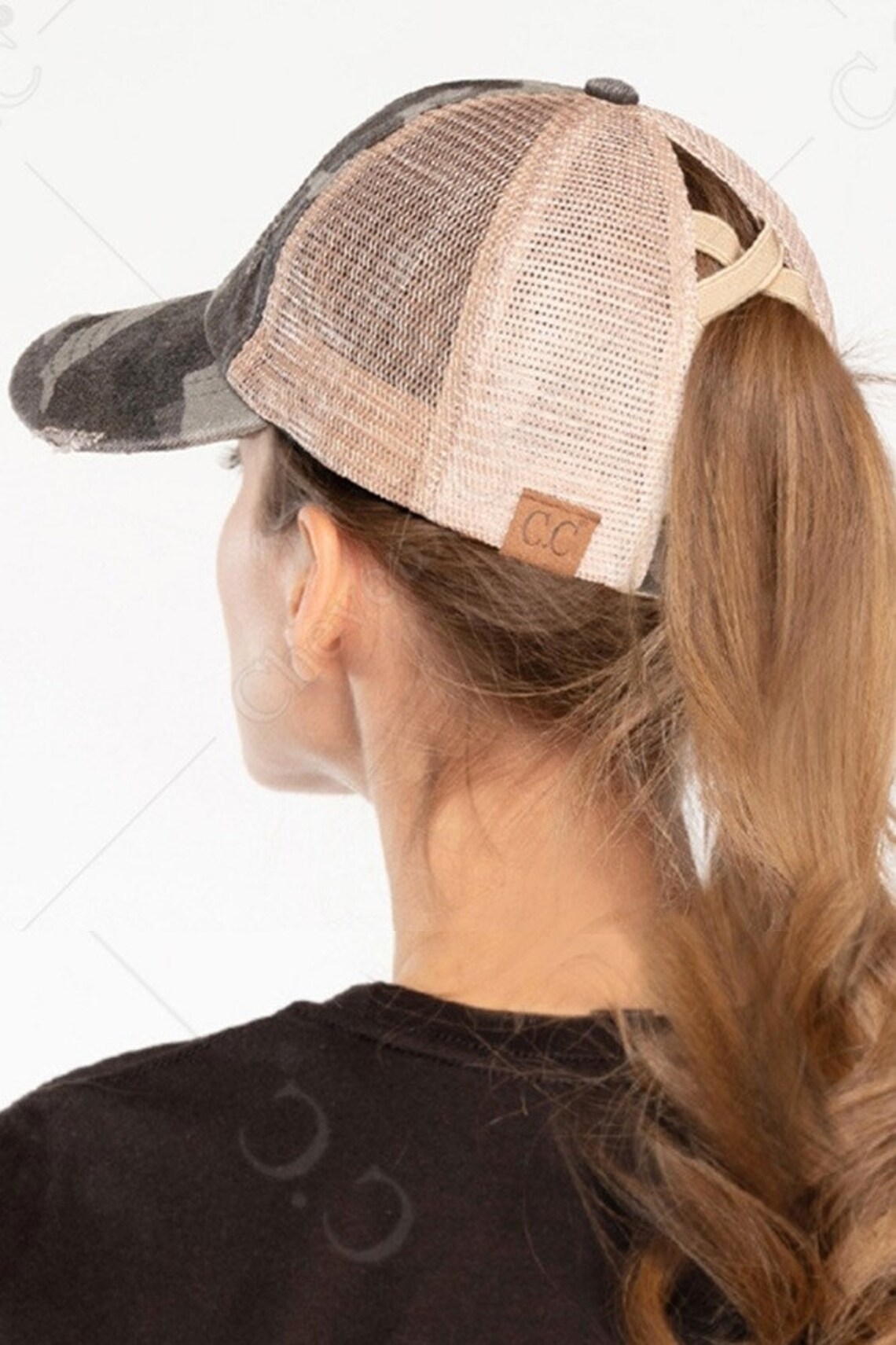 Criss Cross Womens Ponytail Hats Black Baseball Cap women Etsy