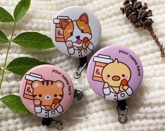 Pill Animal Badge Reel Customized | Pharmacy Gifts Decals