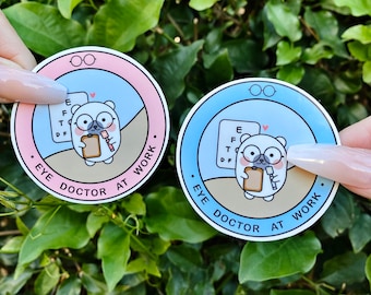 Bear Eye Doctor at Work Sticker | Eye Chart Optometrist Sticker Optometry Sticker Decals Gifts