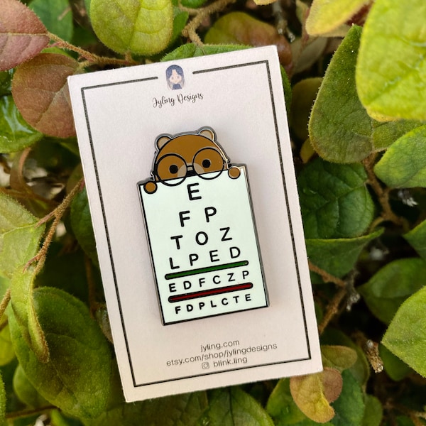 Bear Eye Chart Enamel Pin | Snellen Eye Chart Enamel Pins | Optometry Gifts