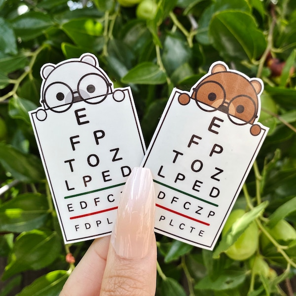 Bear Eye Chart Sticker | Snellen Visual Acuity Optometry Sticker Decals