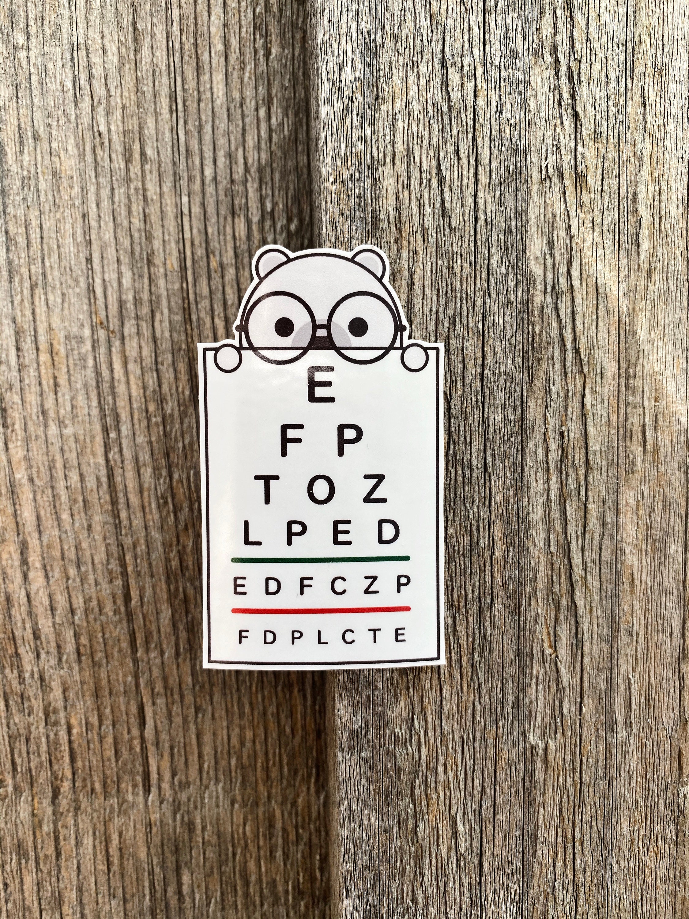 Acuity Sticker Bear Eye Chart Sticker | Snellen Visual Acuity Optometry Sticker Decals ...