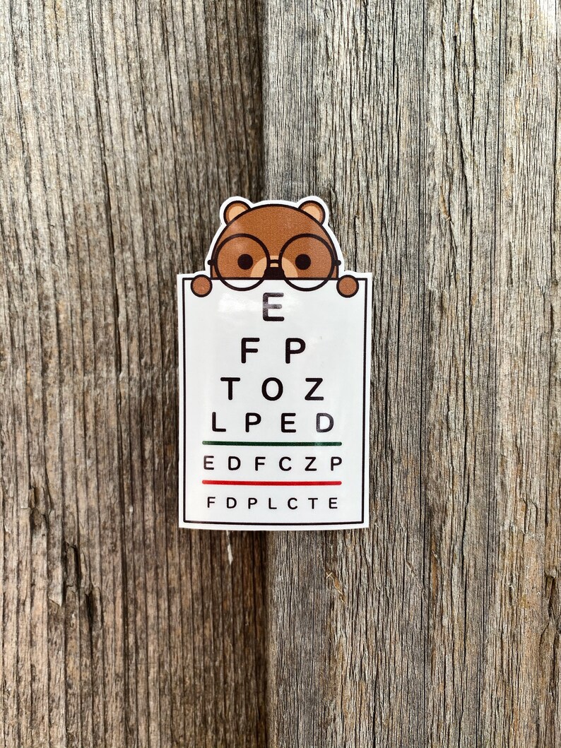 Sticker Optometry Bear Eye Chart Sticker Snellen Visual Acuity Optometry - Etsy