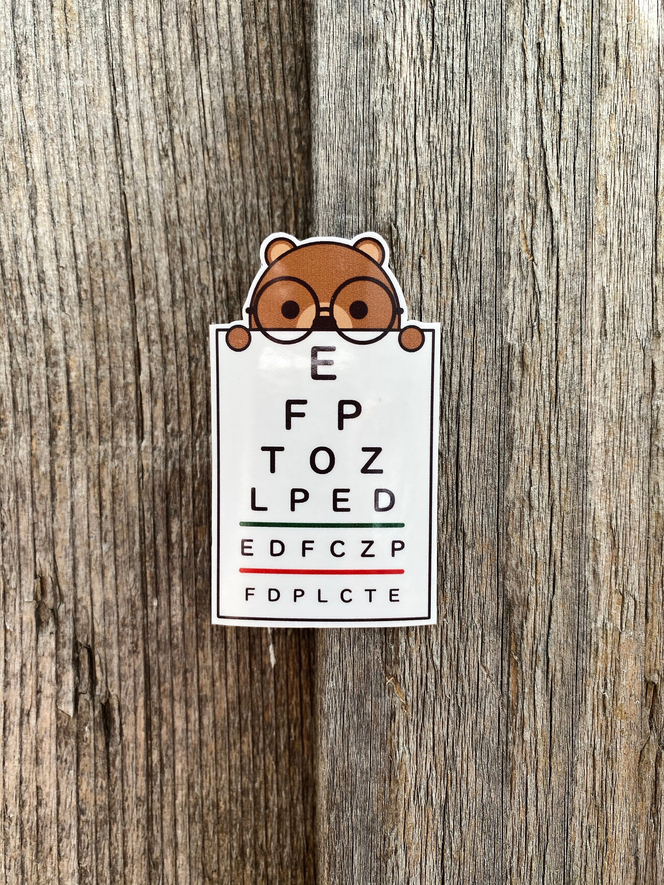 Acuity Sticker Bear Eye Chart Sticker | Snellen Visual Acuity Optometry Sticker Decals ...