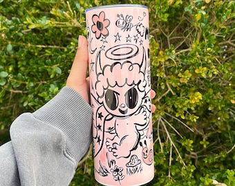 Manana sera bonito rosa y blanco / vaso de acero inoxidable de 20 oz