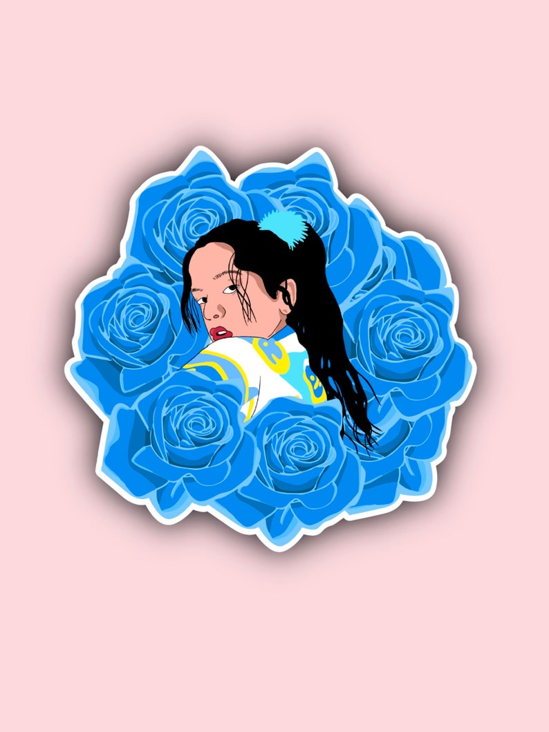 La Rosalia Blue Rose Sticker Rosalia Motomami Etsy